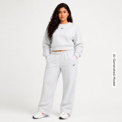Women's Nithtke Studio Fleece Medium Weight Oversized Cropped Crewneck Sweatshirt - Birch Heather/Black