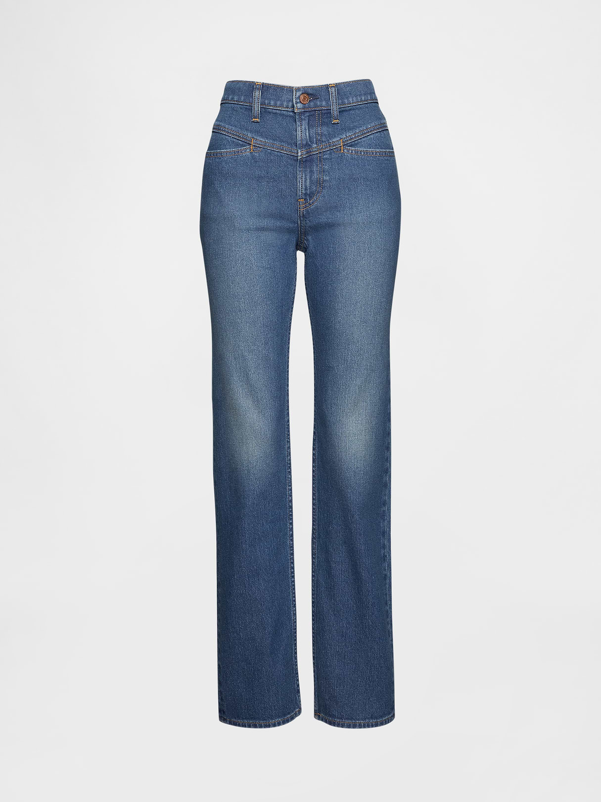 High Rise Twisted-Seam '90s Slim Straight Jeans - Western medium wash