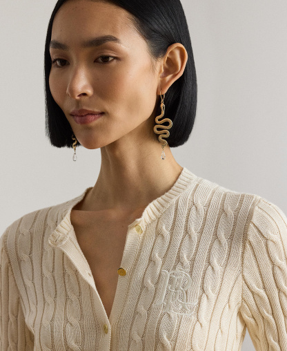 Lauren Ralph Lauren Women's Crewneck Buttoned Placket Cardigan Sweater - Mascarpone Cream