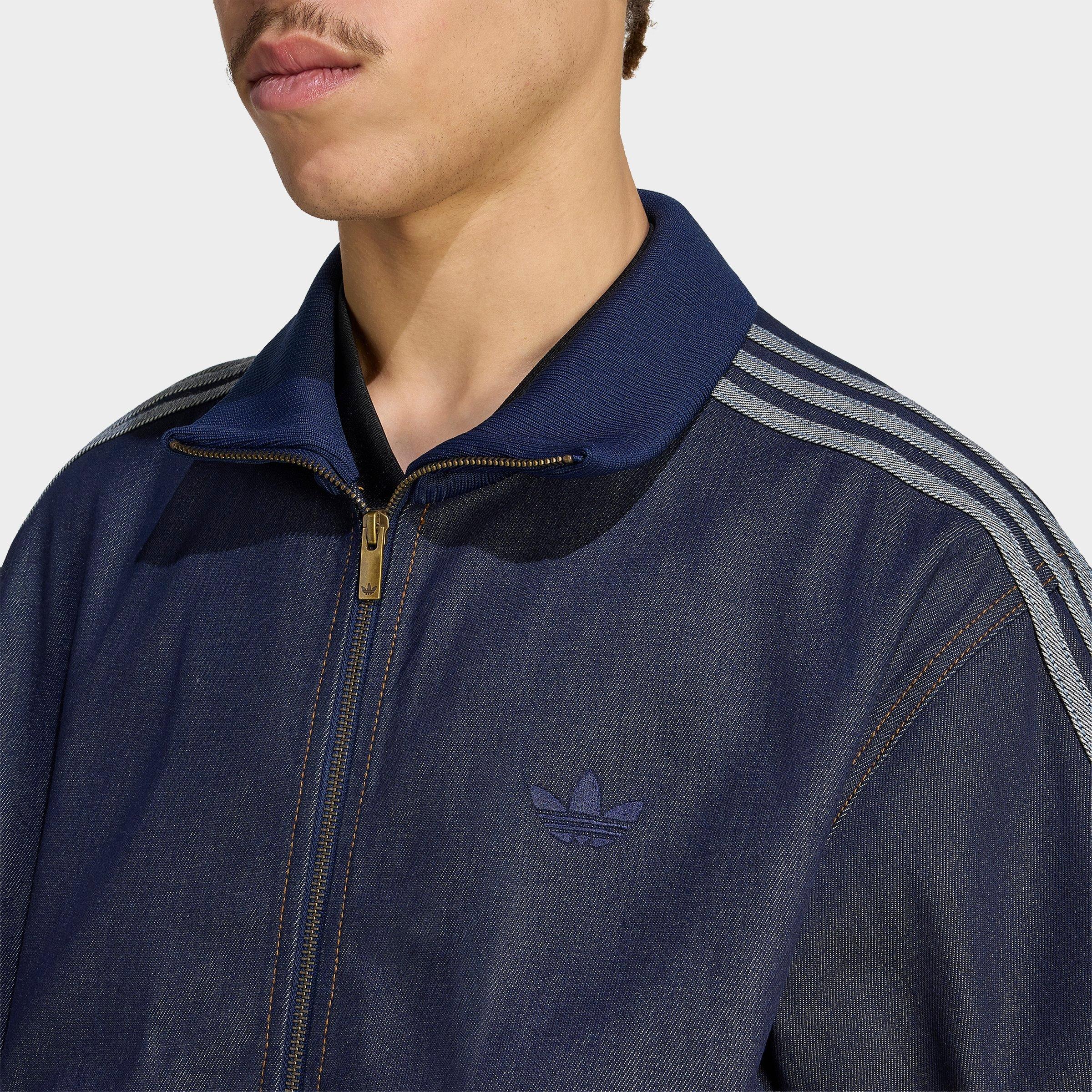Men's adidas Originals Firebird Adicolor Raw Denim Full-Zip Track Top - Indigo Denim