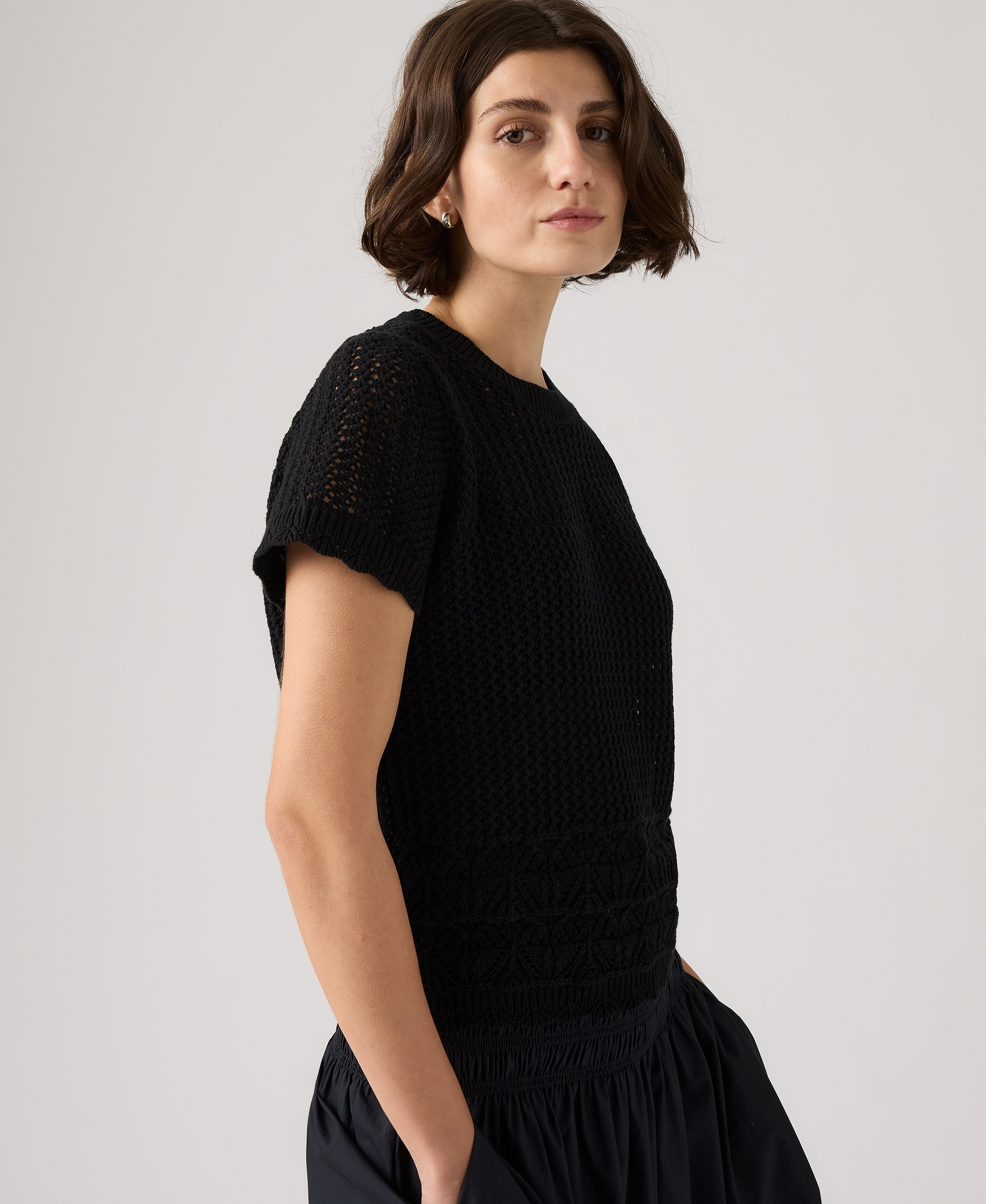 Levi's Women's Isabelle Crochet Short-Sleeve Sweater - Anthracite Night