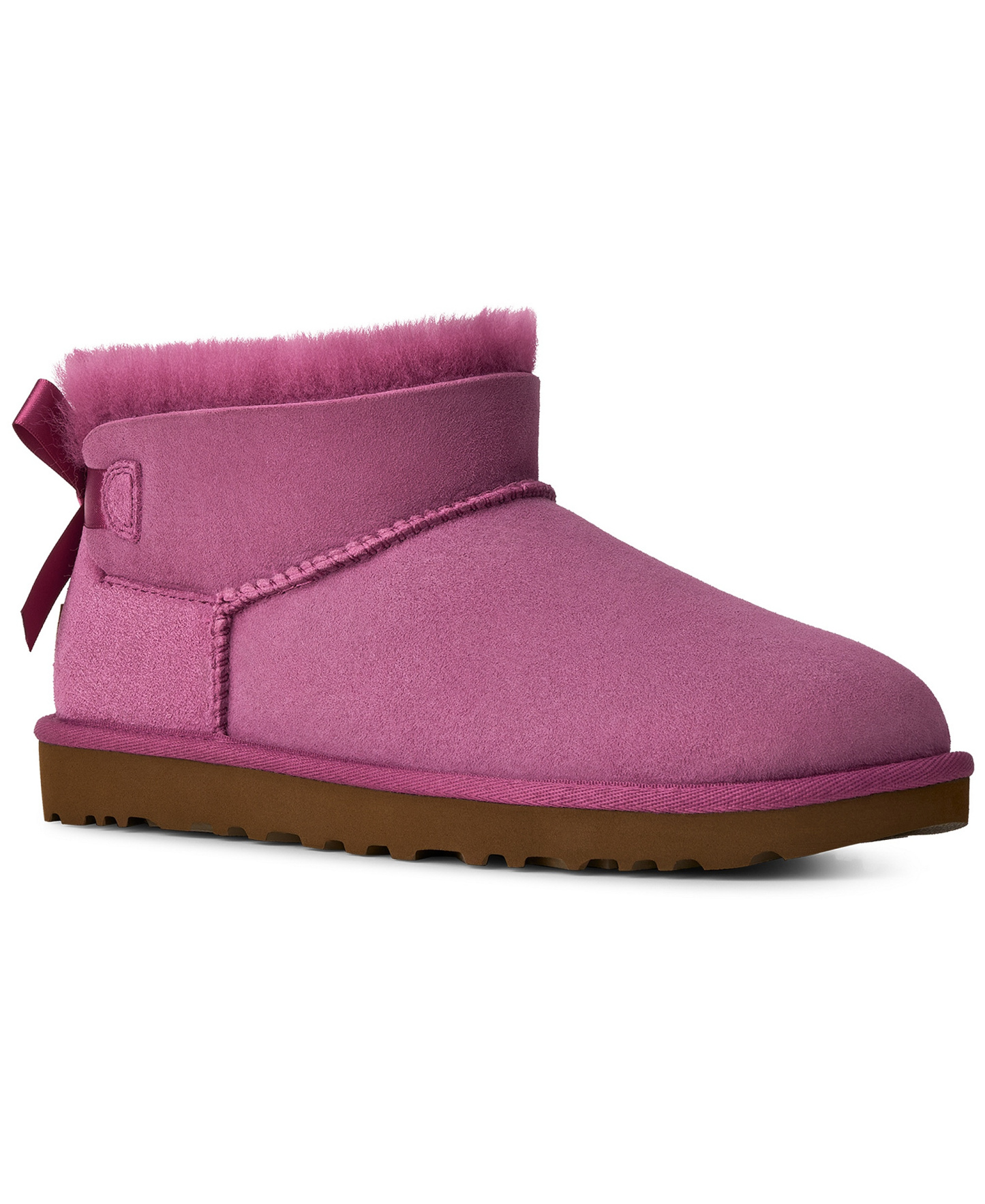 UGG® Women's Ultra Mini Bailey Bow Round Toe Booties - Dark Winterberry