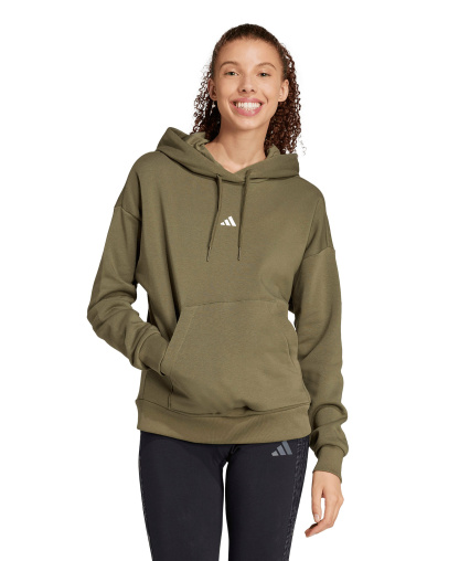 adidas Women's Essentials Long-Sleeve Logo Hoodie - Olive Strata/White