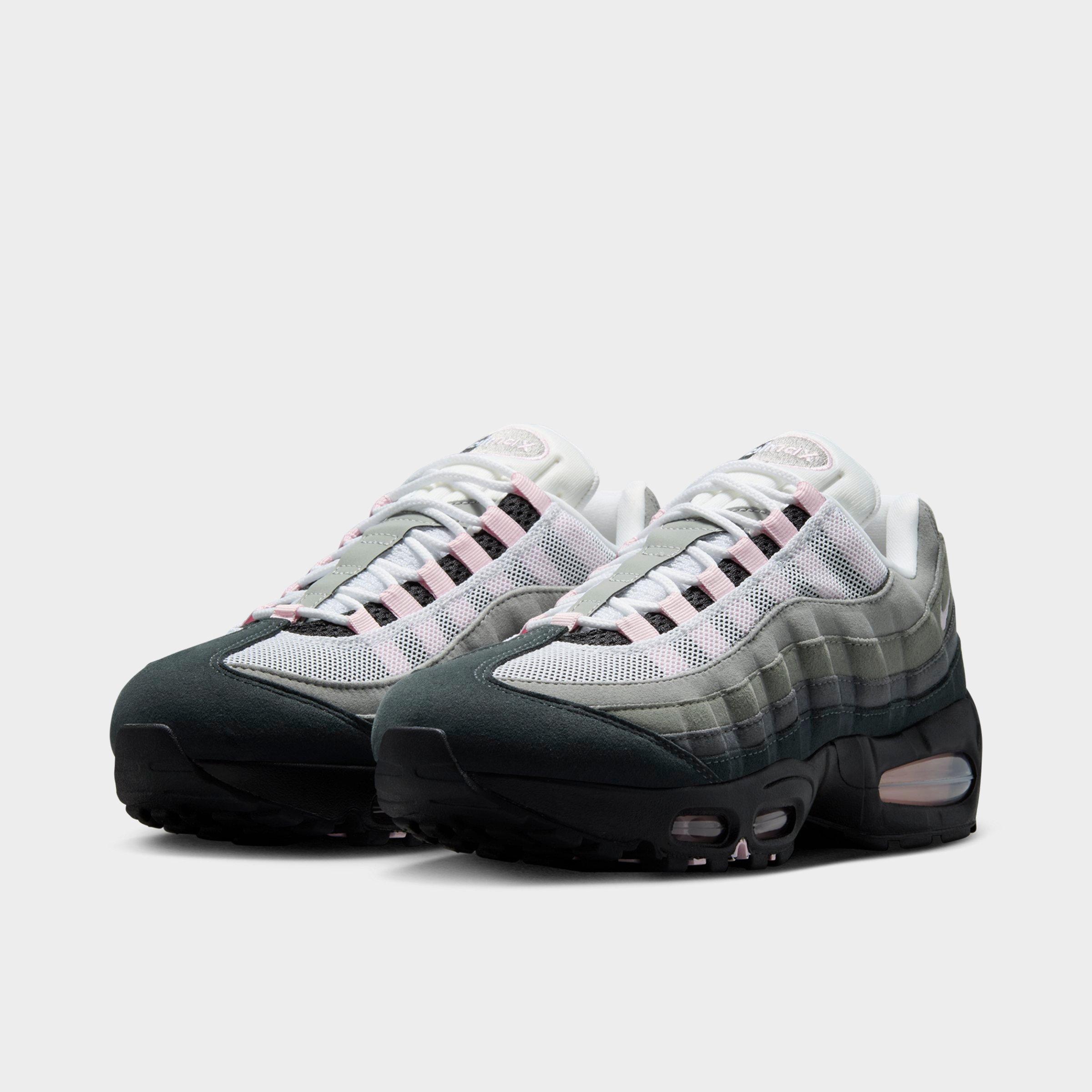Women's Nithtke Air Max 95 Big Bubble Casual Shoes - Part 1 - Black/Pink Foam/White/Reflective Silver - Both shoes facing left
