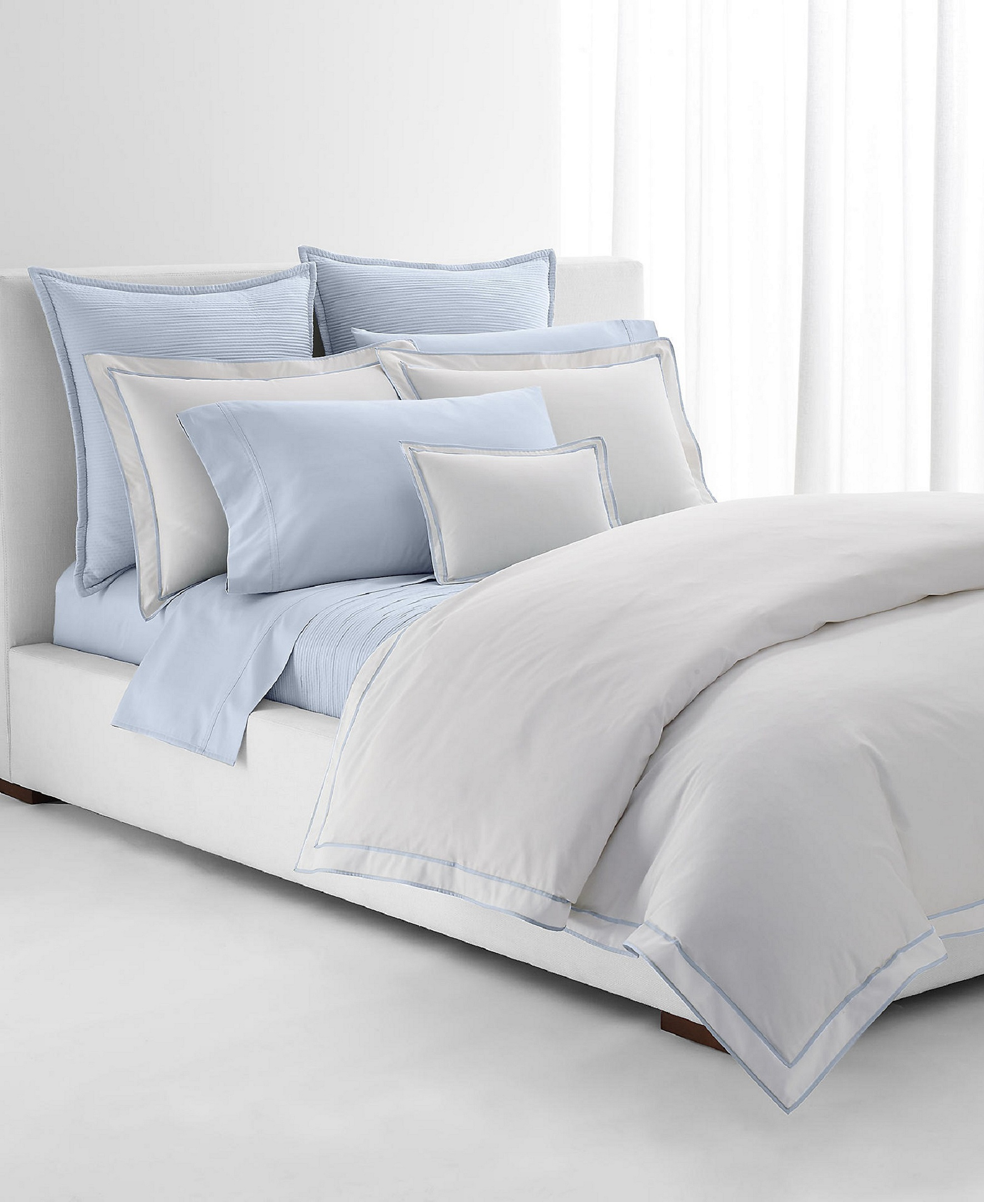 Lauren Ralph Lauren Spencer Sateen Border Duvet Cover, Full/Queen - Blue Cornflower