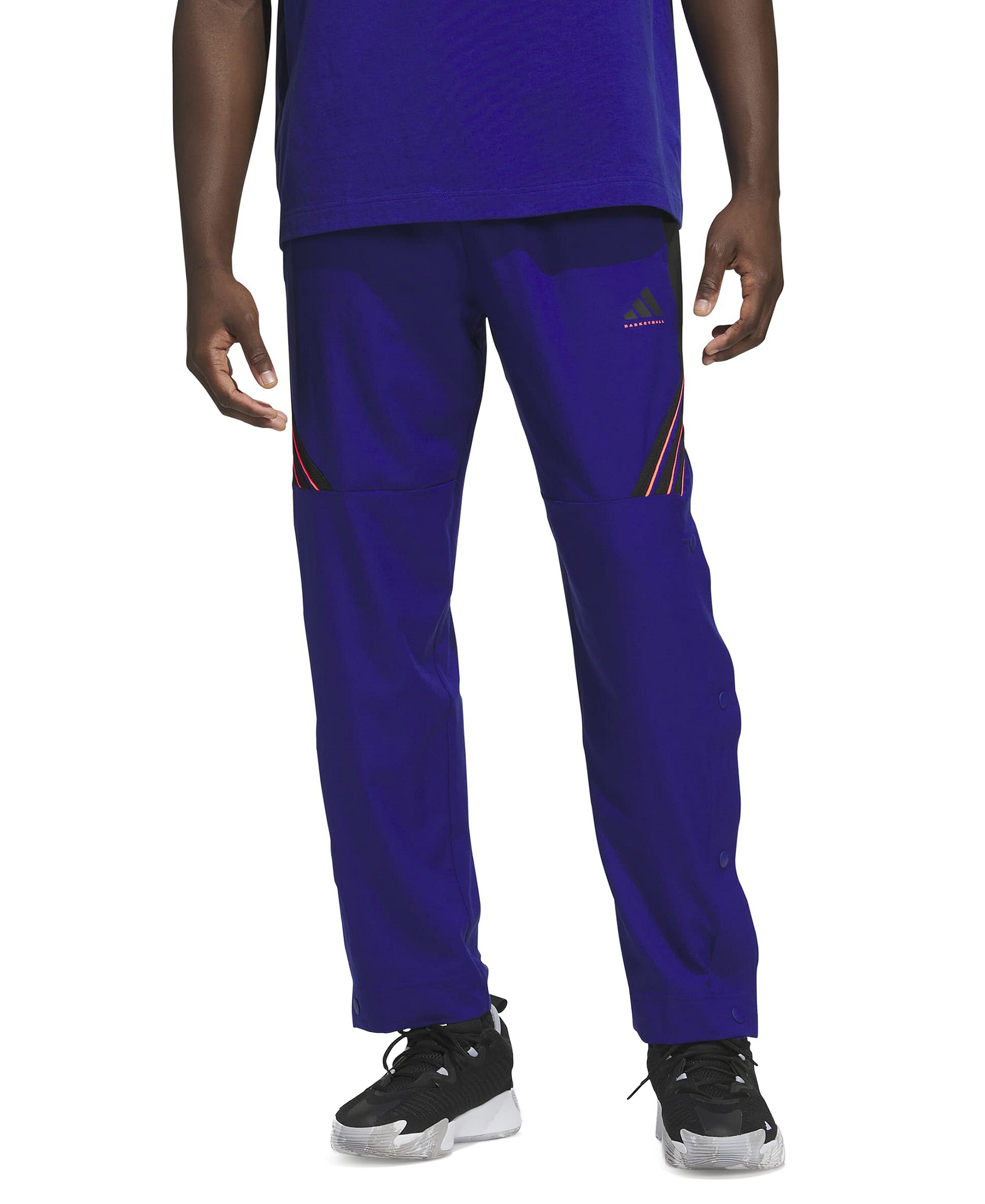 adidas Men's Three-Stripe Woven Snap Pants - Mystery Ink/Black/Solar Turbo