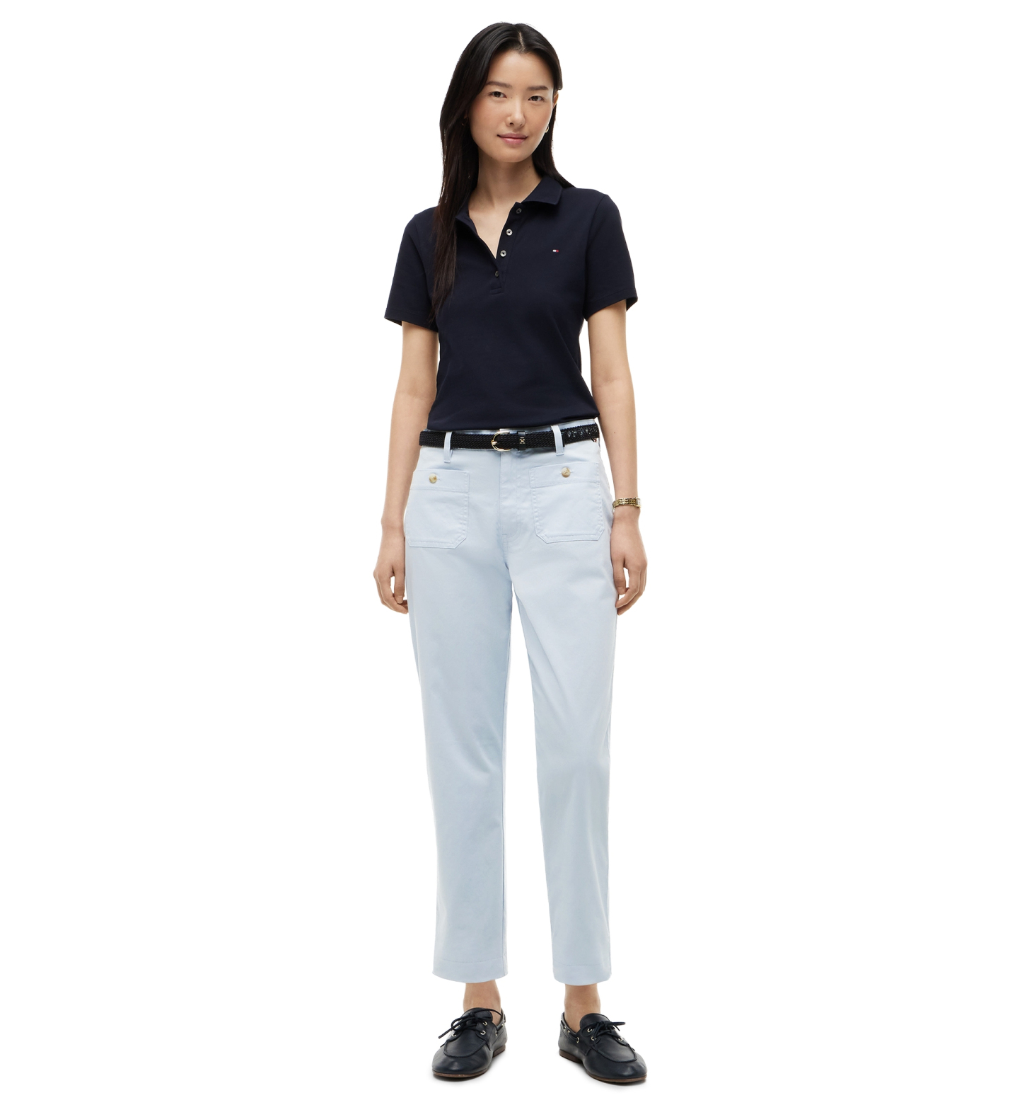 Tommy Hilfiger Women's Twill Patch Pocket Chinos Pants - Breezy Blue