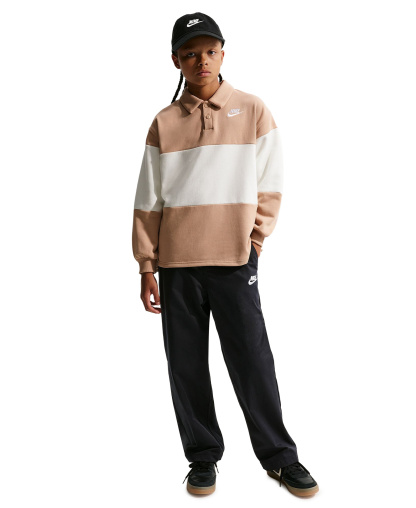 Nike Boys' 8-20 Sportswear Club Rugby Striped Sweatshirt - Hemp/Sail
