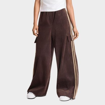 Women's adidas Originals Corduroy 3-Stripes Cargo Pants - Aurora Coffee/Khaki Six