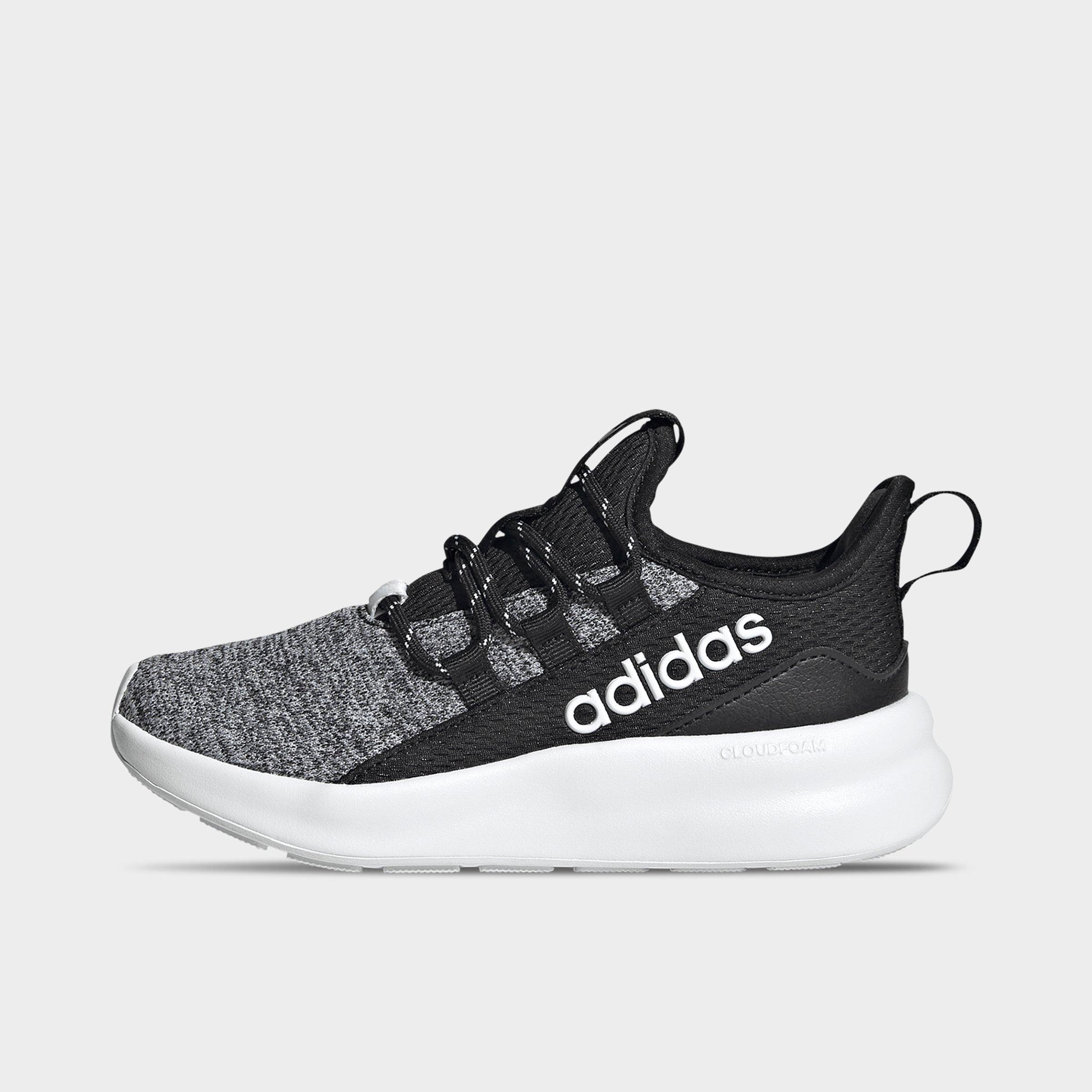 Girls' Little Kids' and Big Kids' adidas Lite Racer Adapt 8.0 Stretch Lace Casual Shoes - Part 2 - Core Black/Cloud White - Left shoe facing left. Outside of the shoe.