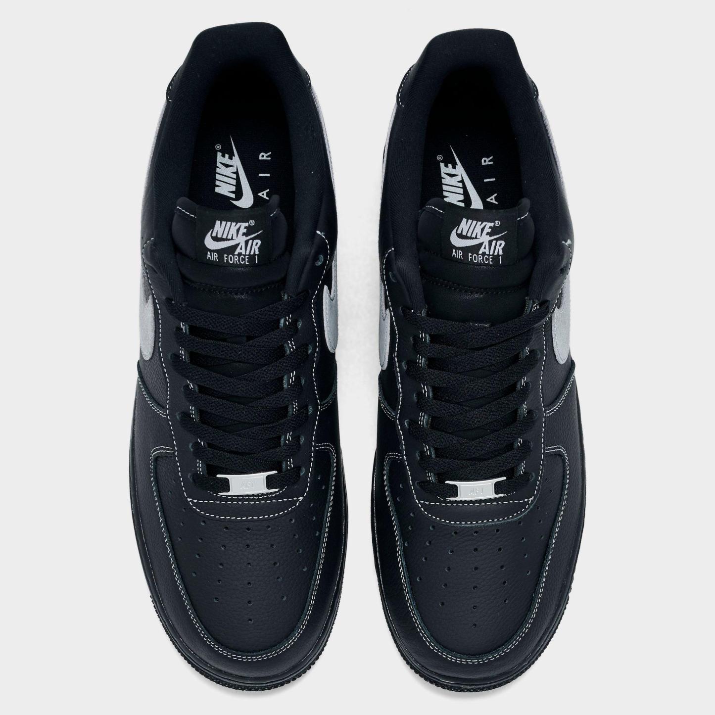 Men's Nithtke Air Force 1 '07 LV8 Casual Shoes - Part 2 - Black/Black/Black/Wolf Grey - Top view