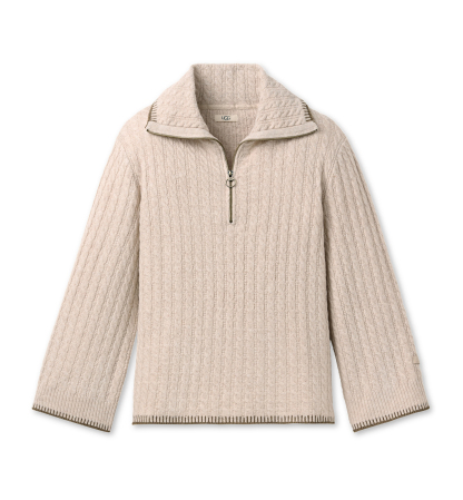 UGG® Women's Rylynn Quarter-Zip Cable-Knit Sweater - Beige