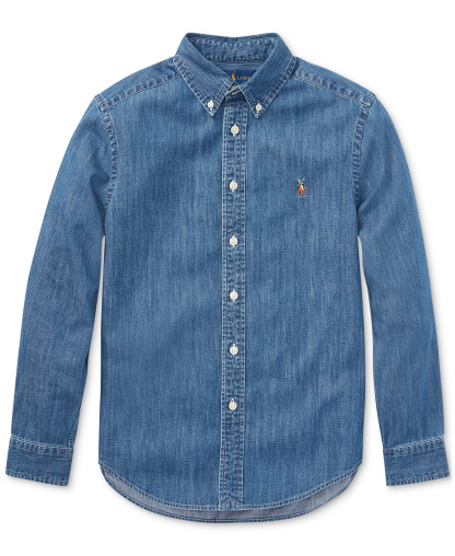 Polo Ralph Lauren Big Boys Cotton Chambray Sport Shirt - Dark Blue