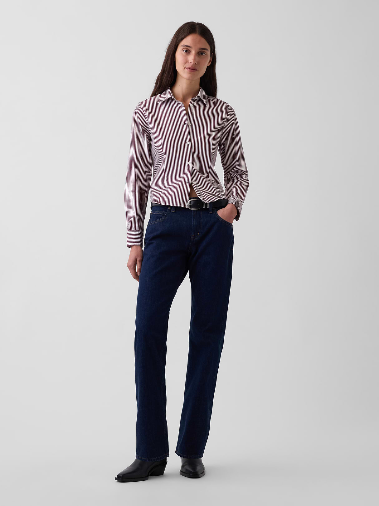 Mid Rise Straight Taper Jeans - Rinse wash