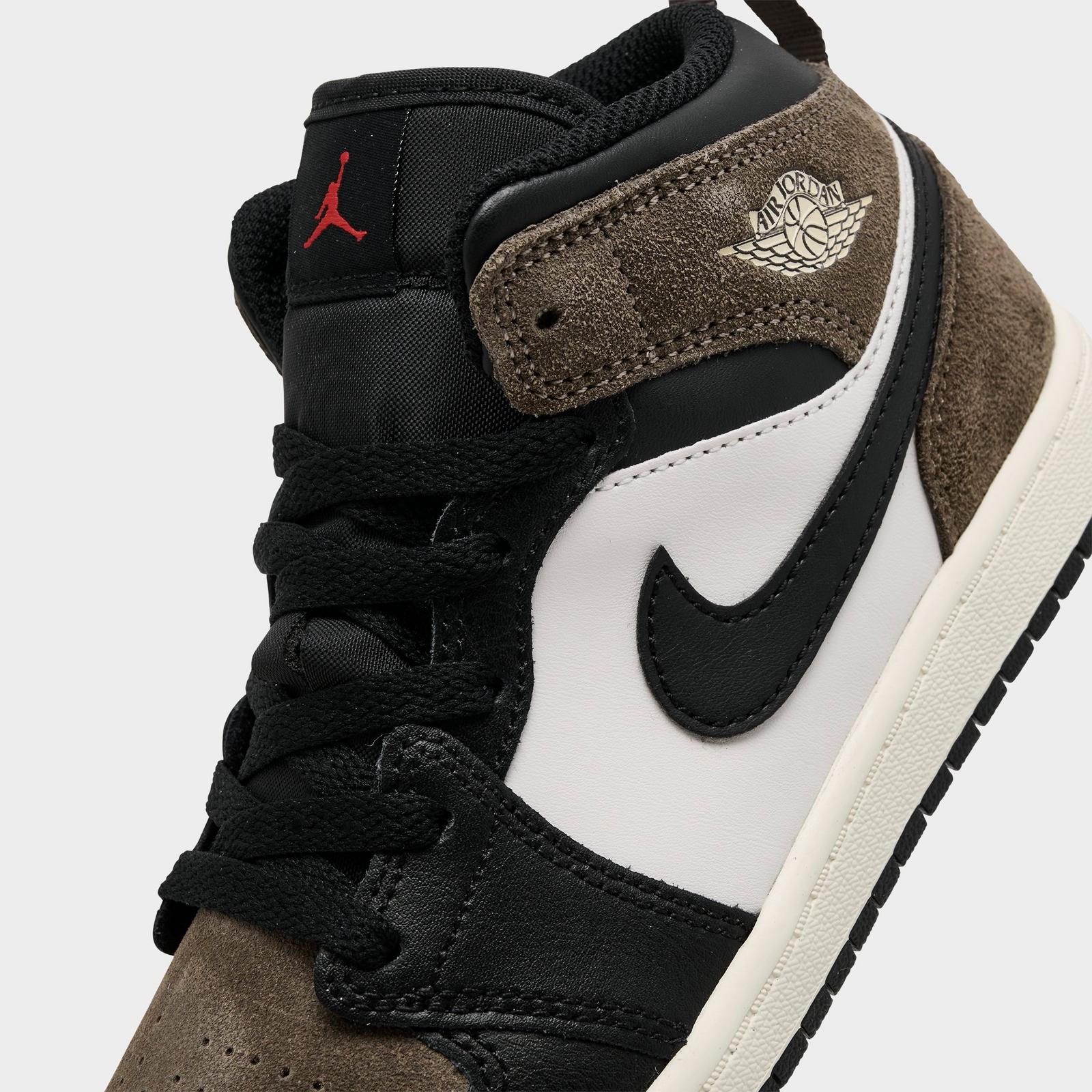 Little Kids' Air Jordan Retro 1 Mid Casual Shoes - Black/Phantom/Palomino - view 3