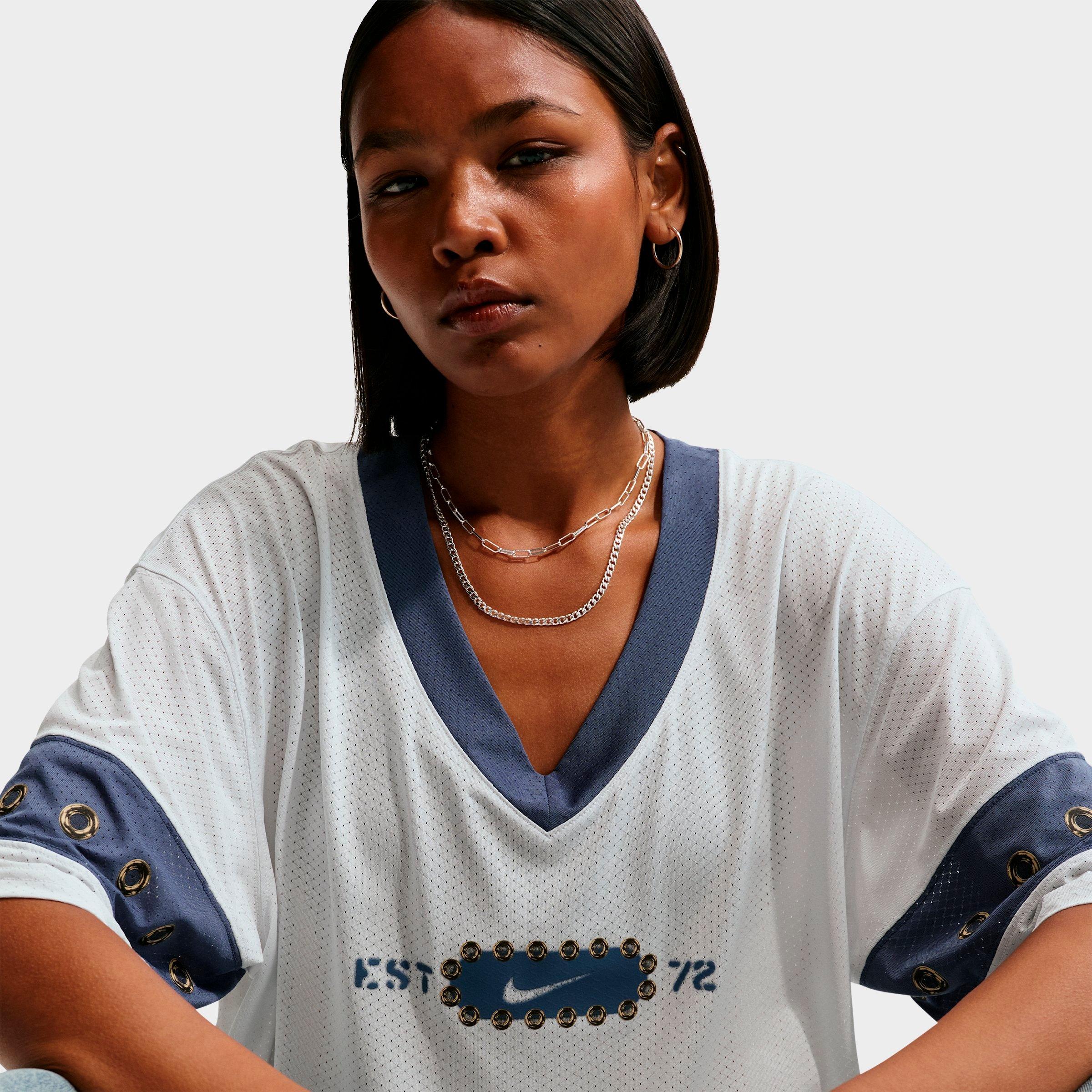 Women's Nithtke Sportswear Cropped Jersey Top - Off White/Diffused Blue