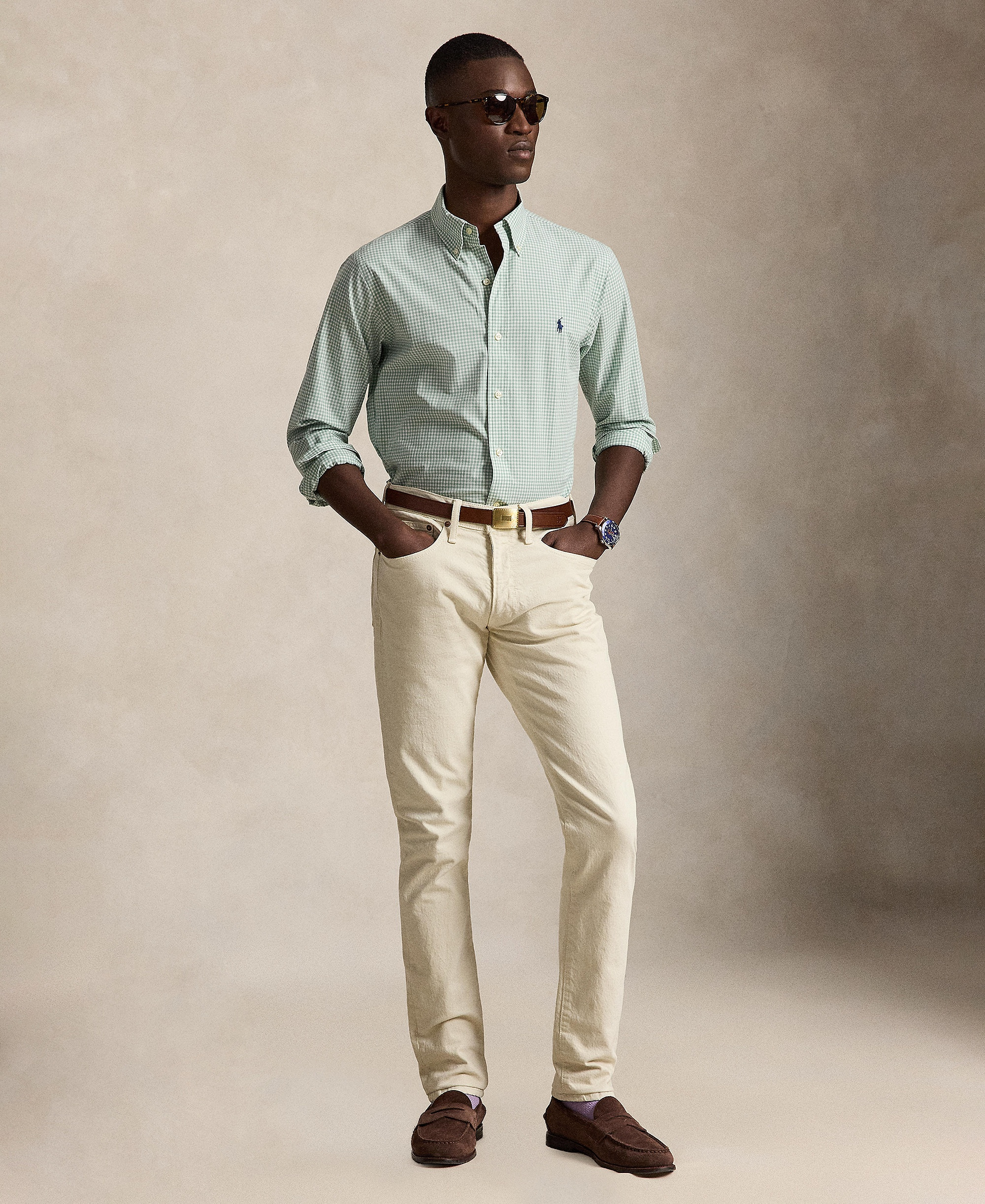 Polo Ralph Lauren Men's Stretch Poplin Shirt - Faded Mint White