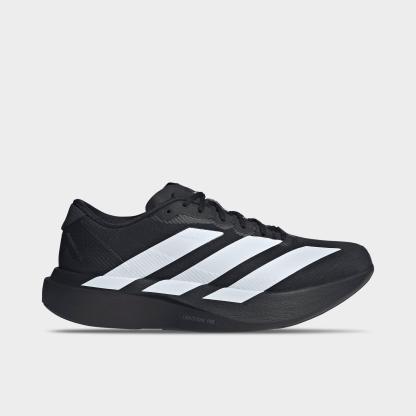 Men's adidas Adizero EVO SL Woven Running Shoes - Part 1 - Core Black/Cloud White/Carbon - Left shoe facing left. Outside of the shoe.