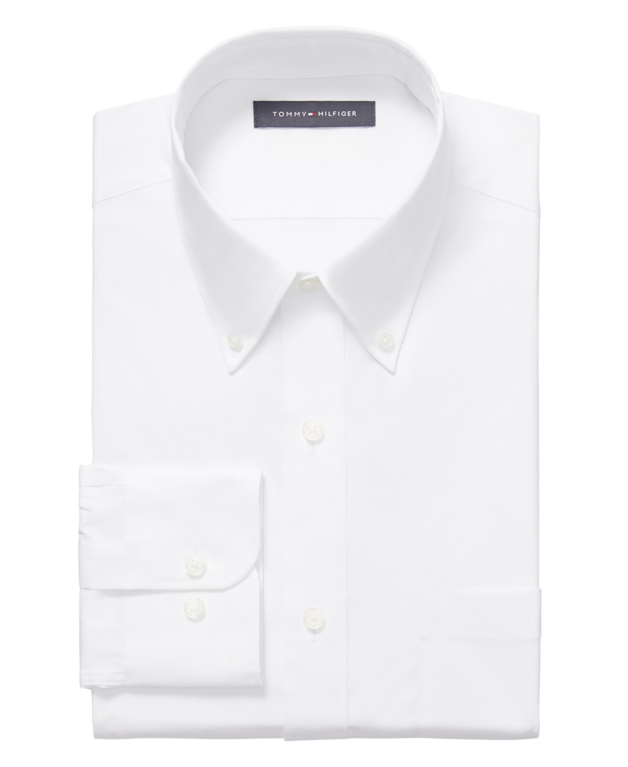 Tommy Hilfiger Men's Regular Fit Wrinkle Resistant Stretch Dress Shirt - White