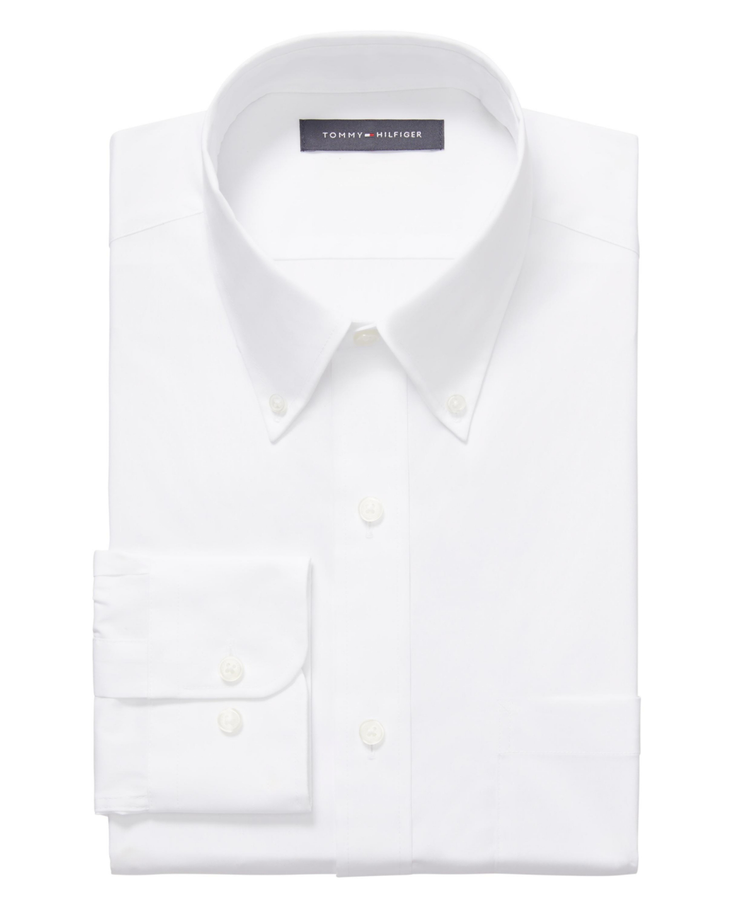 Tommy Hilfiger Men's Regular Fit Wrinkle Resistant Stretch Dress Shirt - White