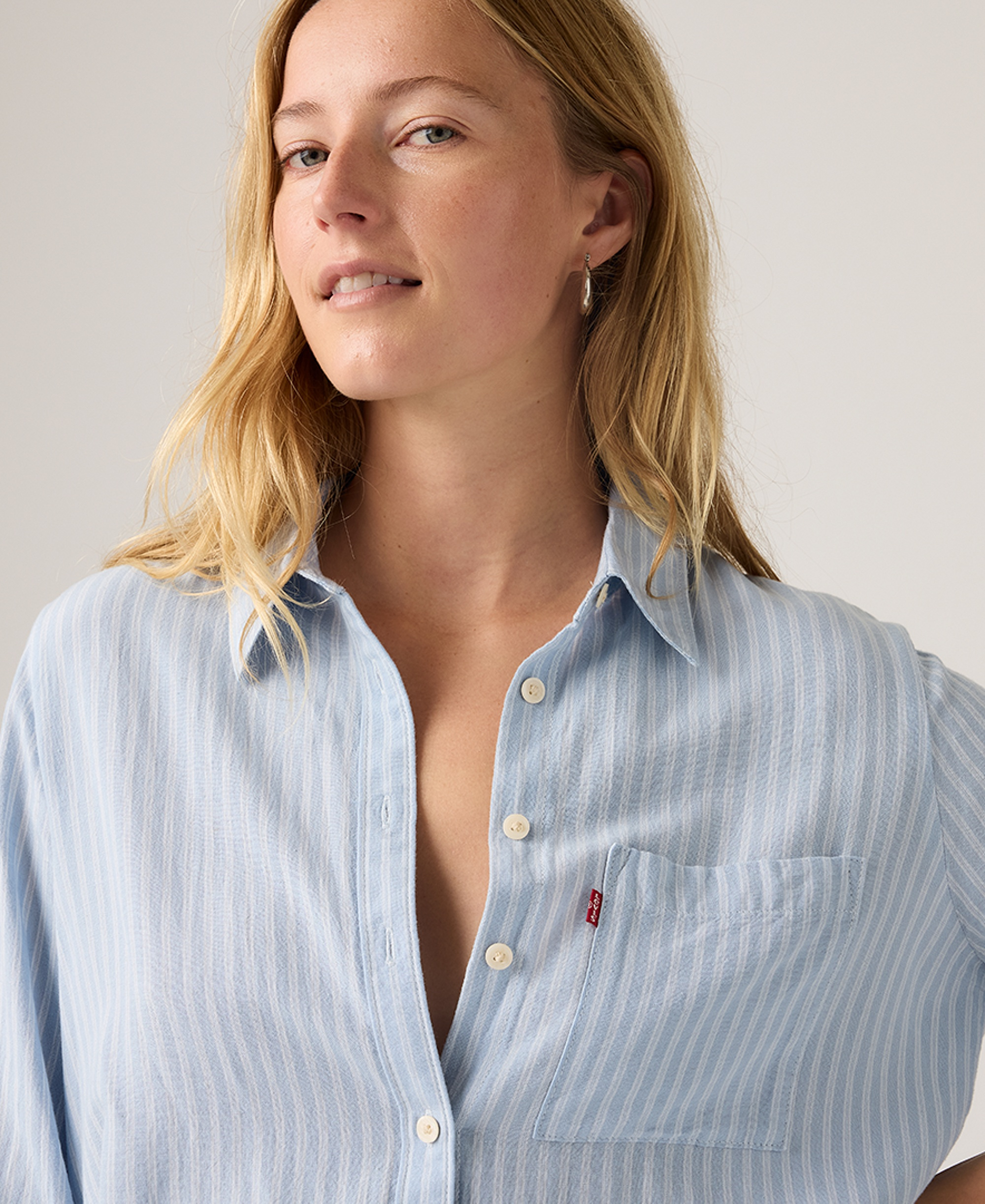 Levi's Women's Darlene Collared Button-Front Shirt - Cannita Stripe Kentucky Blue