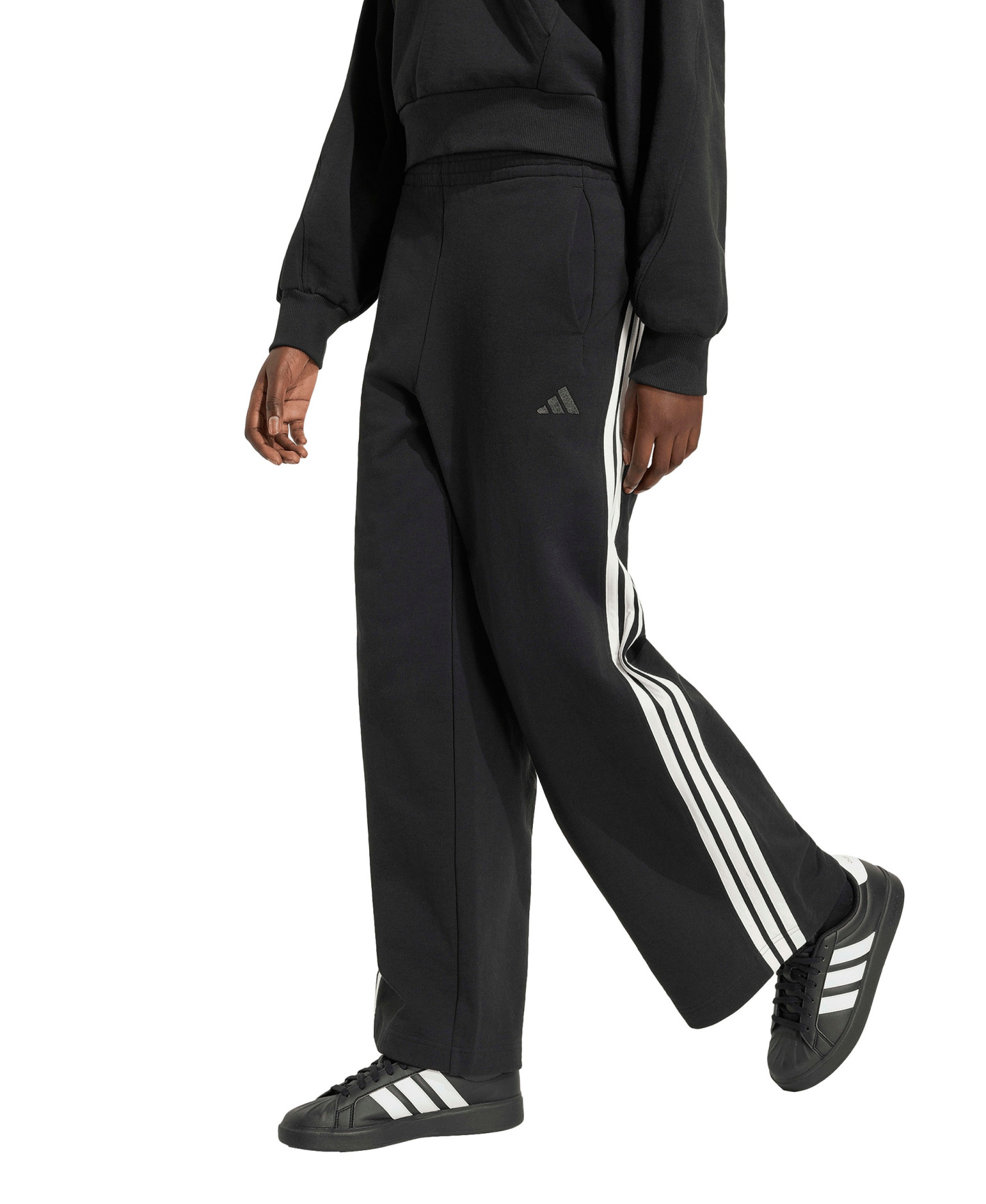 adidas Women's 3-Stripes Wide Pants - Black/Off White