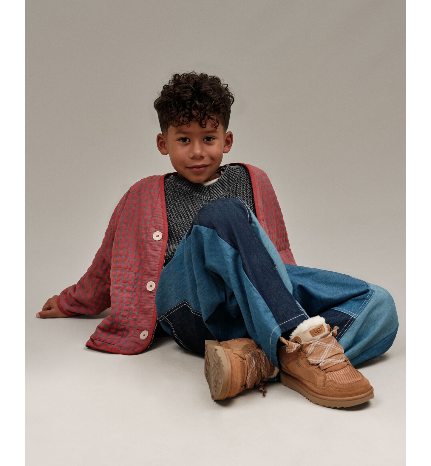 UGG® Kids' Lowmel Lace-Up Cozy Sneakers - Chestnut