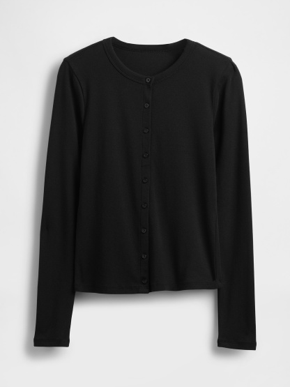 Modern Crewneck Cardigan - Black