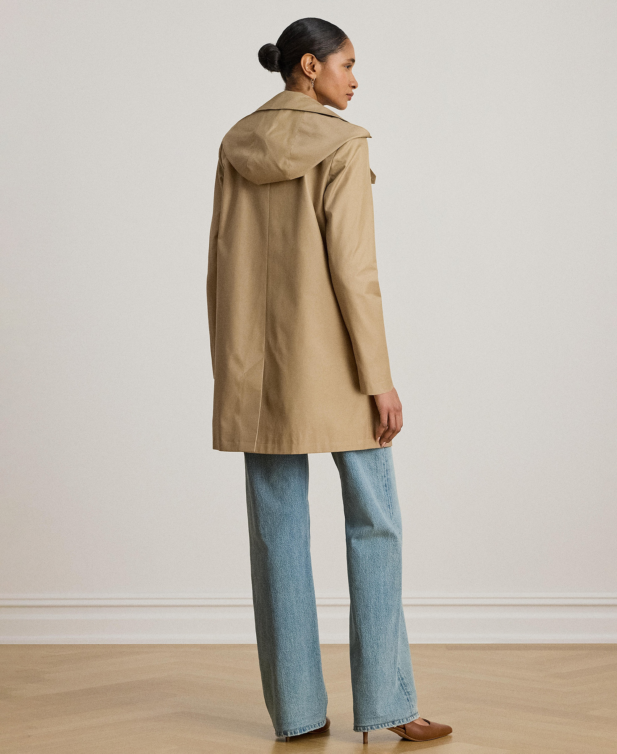 Lauren Ralph Lauren Women's Hooded Water-Resistant A-Line Raincoat, Created for Macy's - Sand