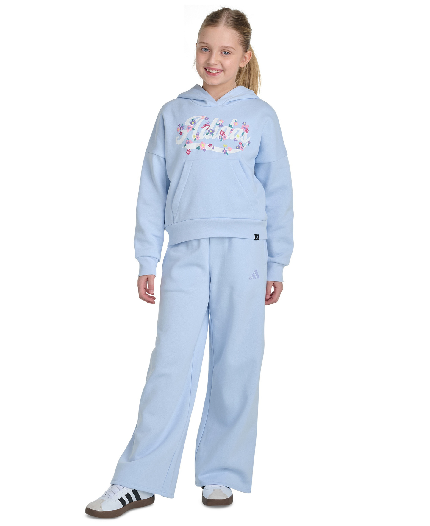 adidas Girls' 8-16 Long-Sleeve Hooded Sweatshirt - Crystal Sky