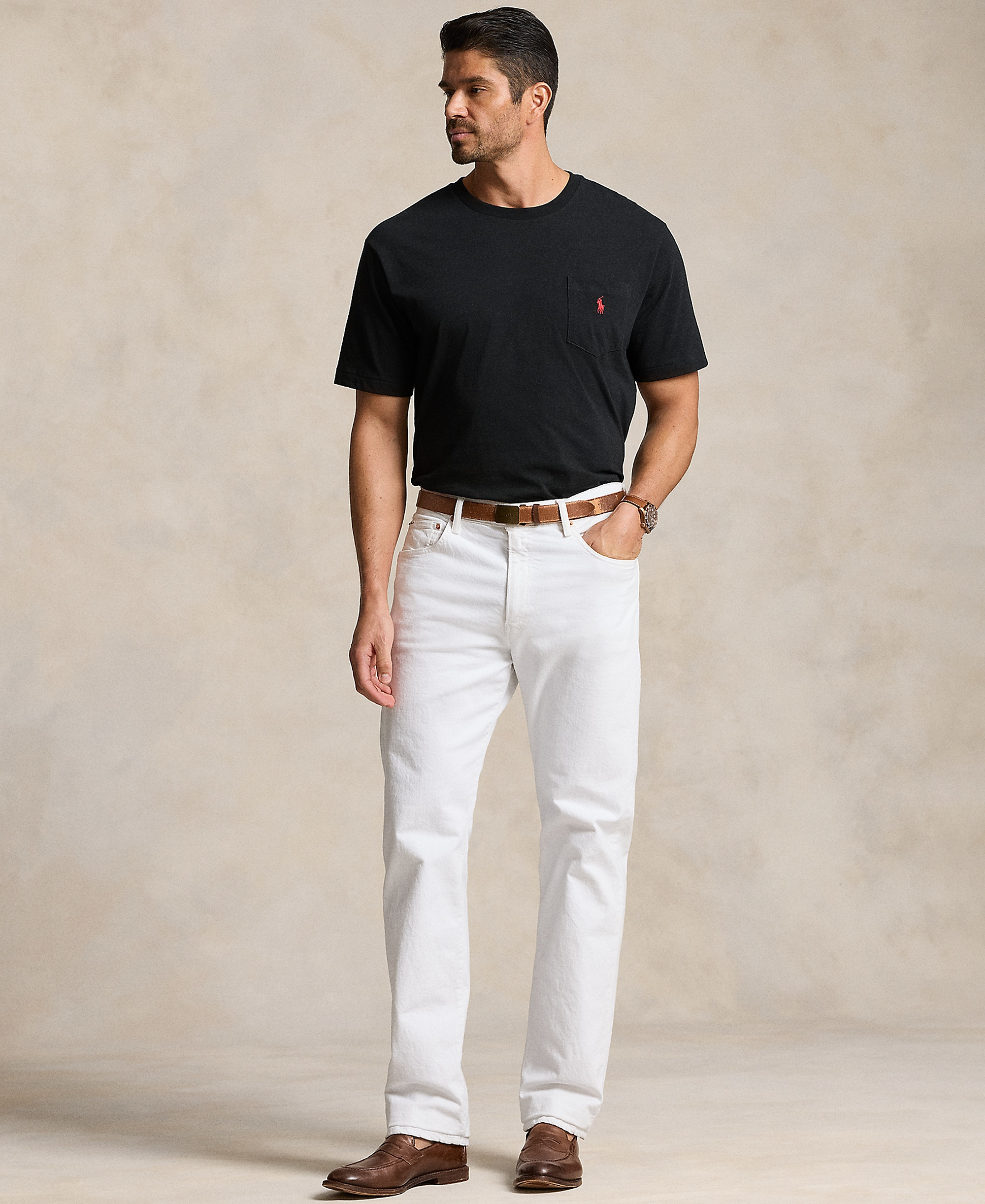 Polo Ralph Lauren Men's Big & Tall Crew-Neck Pocket T-Shirt - Black