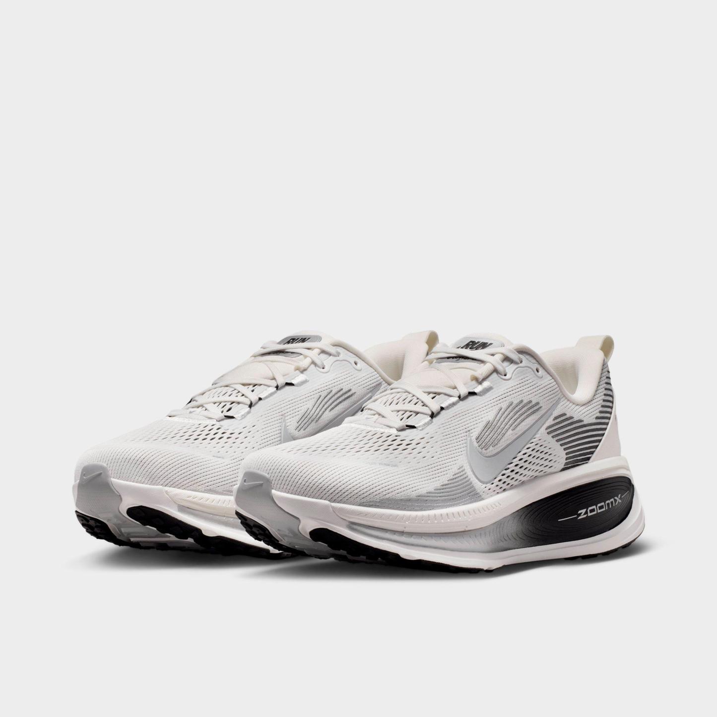 Men's Nithtke Vomero 18 Running Shoes - Part 2 - Summit White/Black/Off White/Metallic Silver - Both shoes facing left