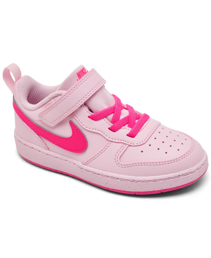 Nike Infant-Toddler Kids Court Borough Low Recraft Fastening Strap Casual Sneakers from Finish Line - Pink