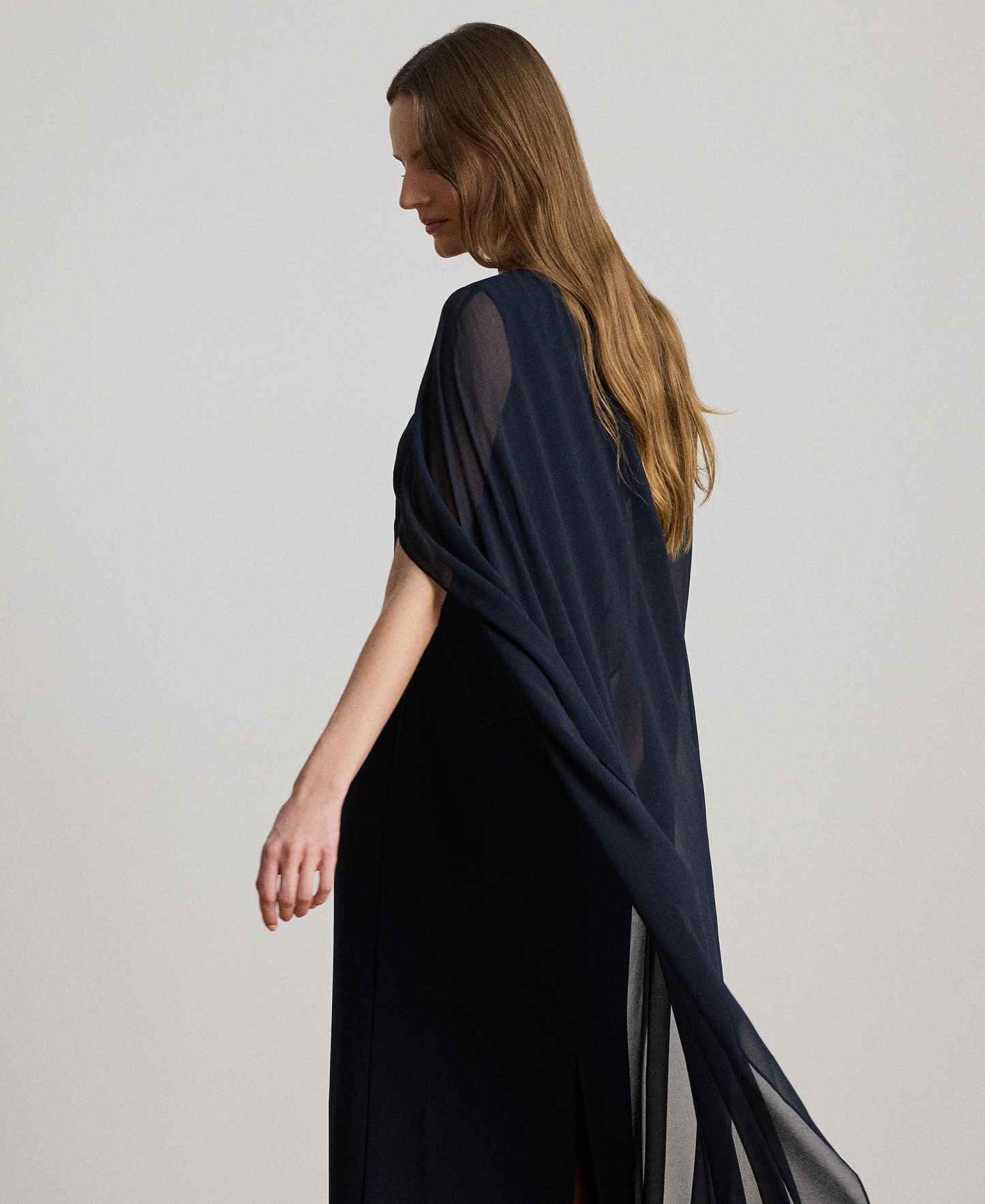 Lauren Ralph Lauren Women's Cape Georgette Gown - Lauren Navy
