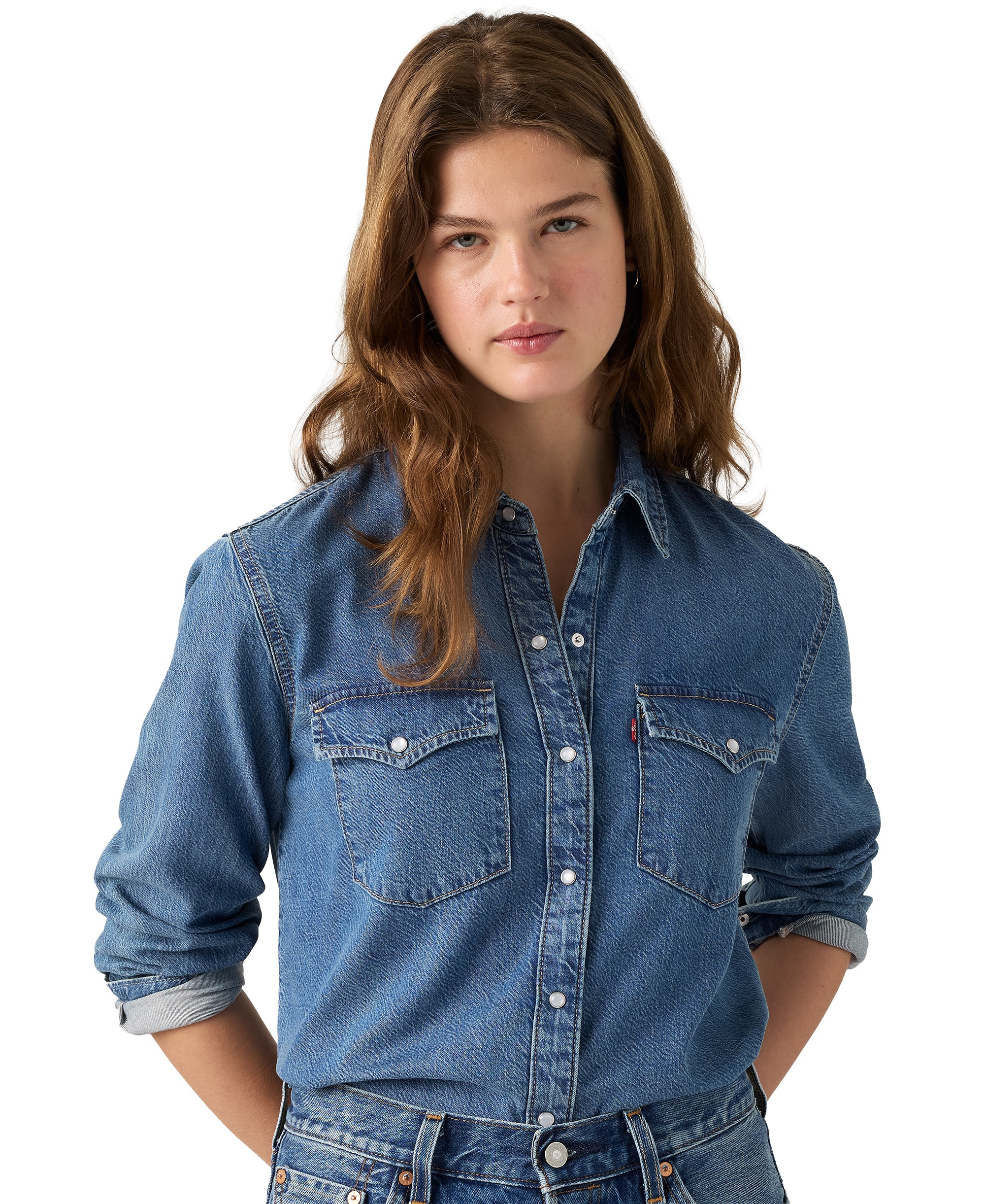 Levi's Women's Evans Relaxed Western Long-Sleeve Denim Shirt - Easy Trail Mid