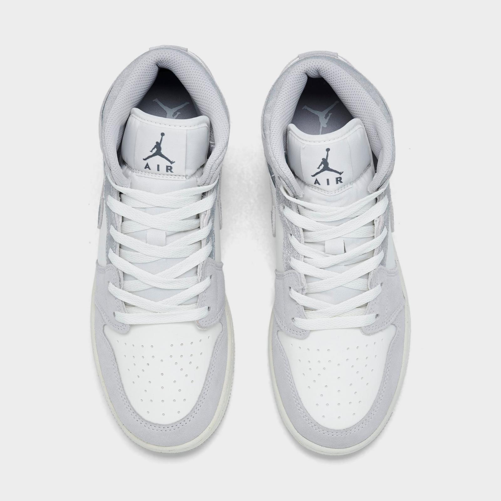 Big Kids' Air Jordan Retro 1 Mid SE Casual Shoes - Neutral Grey/Sail/Smoke Grey - view 5