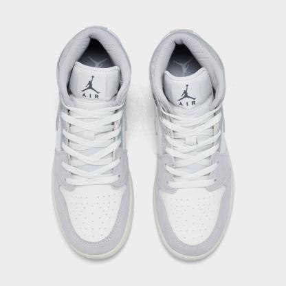 Big Kids' Air Jordan Retro 1 Mid SE Casual Shoes - Neutral Grey/Sail/Smoke Grey - view 5