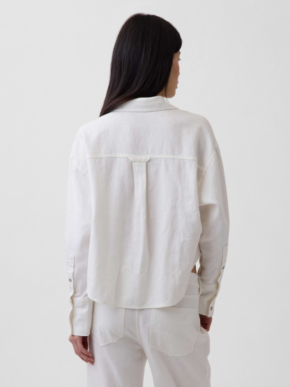 Linen-Cotton Oversized Shirt - New off white