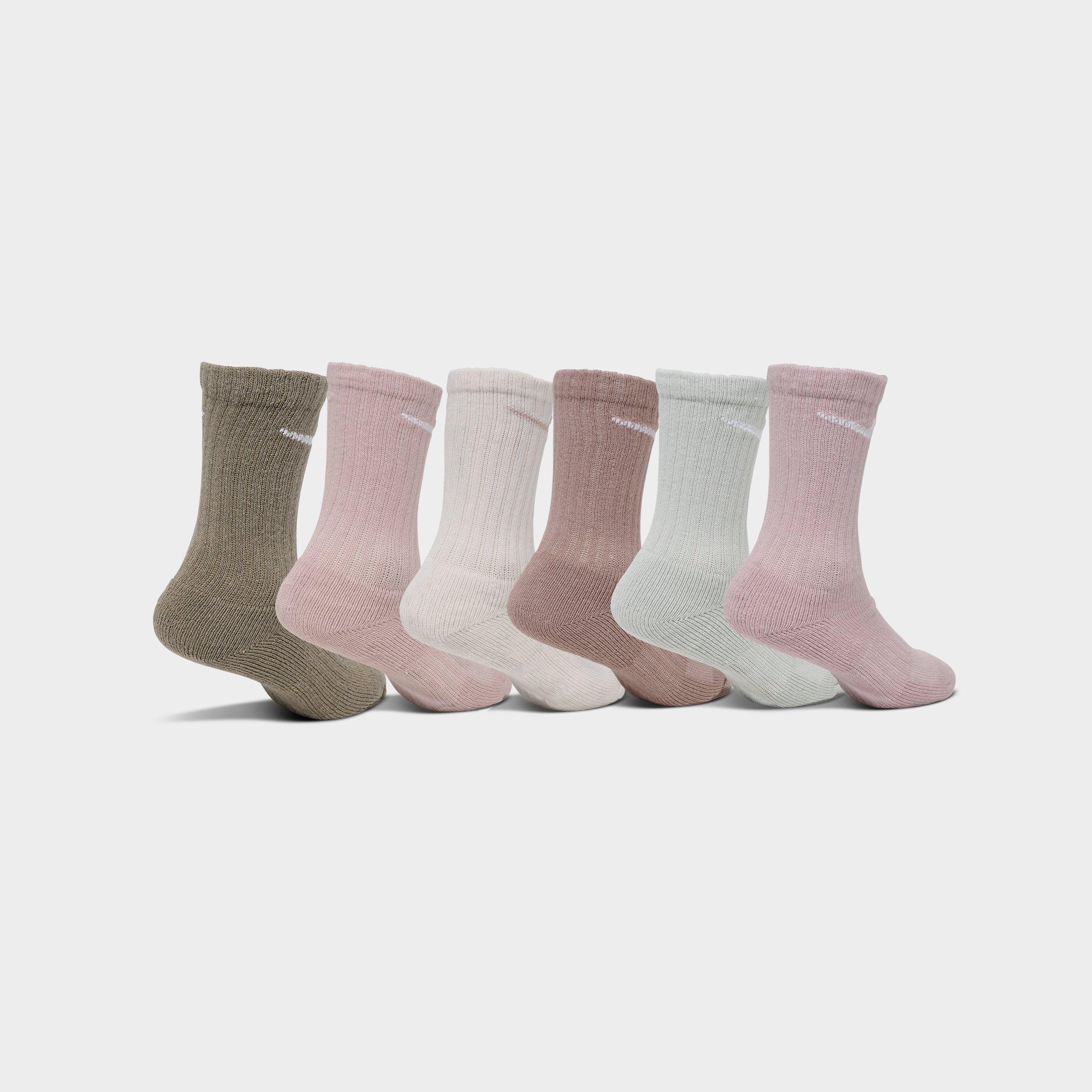 Little Kids' Nithtke Dri-Fit Crew Socks (6-Pack) - Sail/Olive/Pink