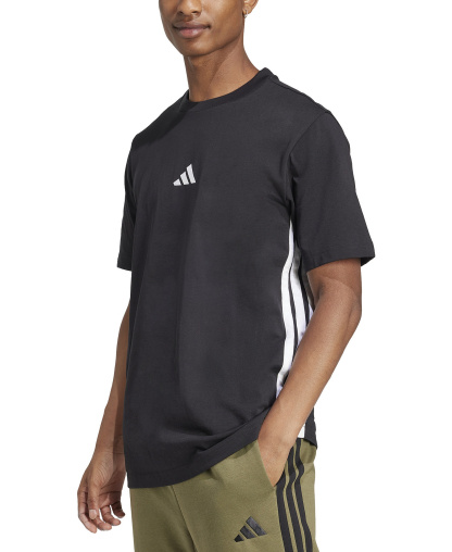 adidas Men's Essential 3-Stripes Single Jersey T-Shirt - Black/White