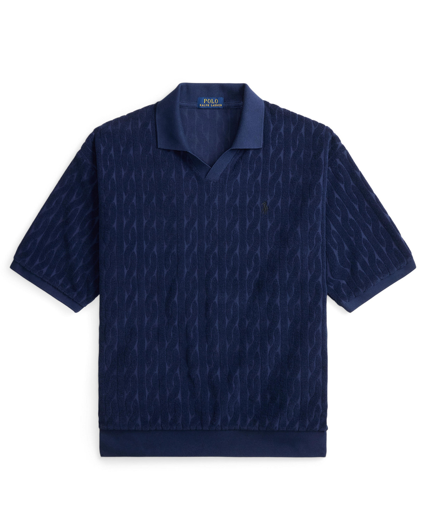 Polo Ralph Lauren Men's Classic-Fit Cable-Knit Terry Polo Shirt - Newport Navy