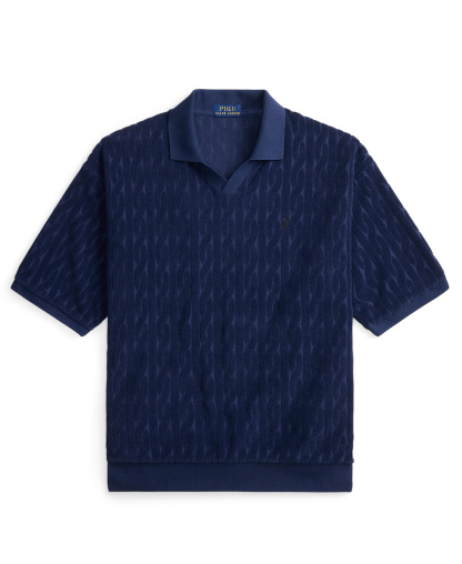 Polo Ralph Lauren Men's Classic-Fit Cable-Knit Terry Polo Shirt - Newport Navy