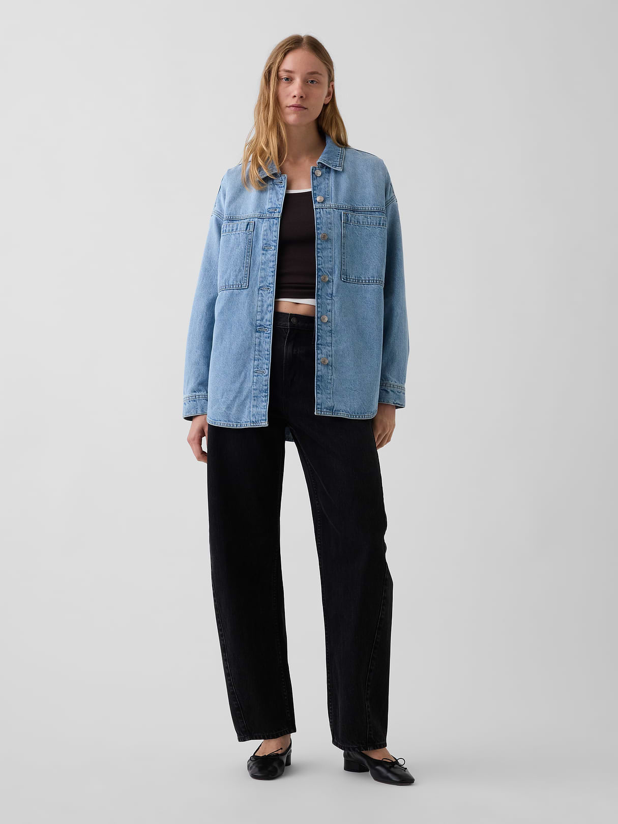 Denim Oversized Shirt Jacket - Light wash