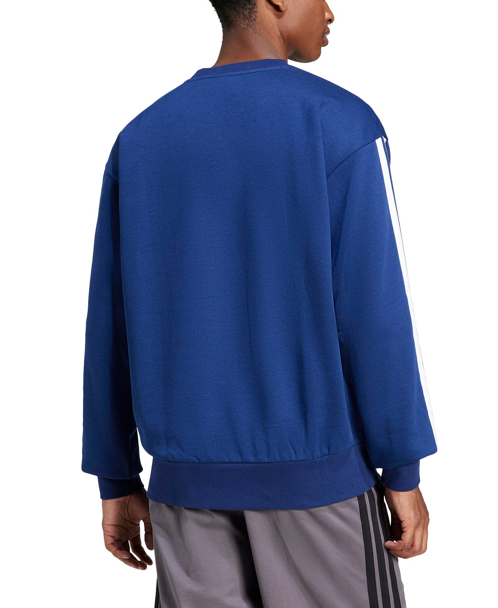 adidas Men's Essentials 3-Stripes Fleece Sweatshirt - Dark Blue/White