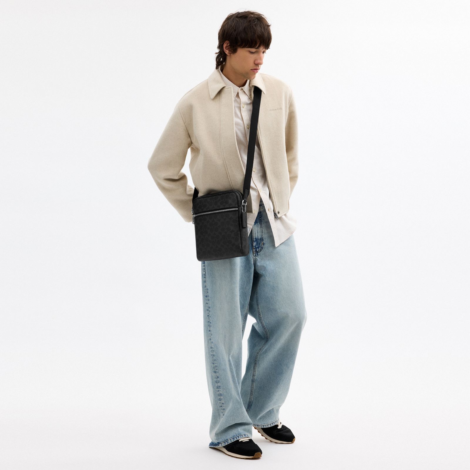 Tristan Crossbody Bag 22 In Signature Canvas - Silver/Black Signature - view 2