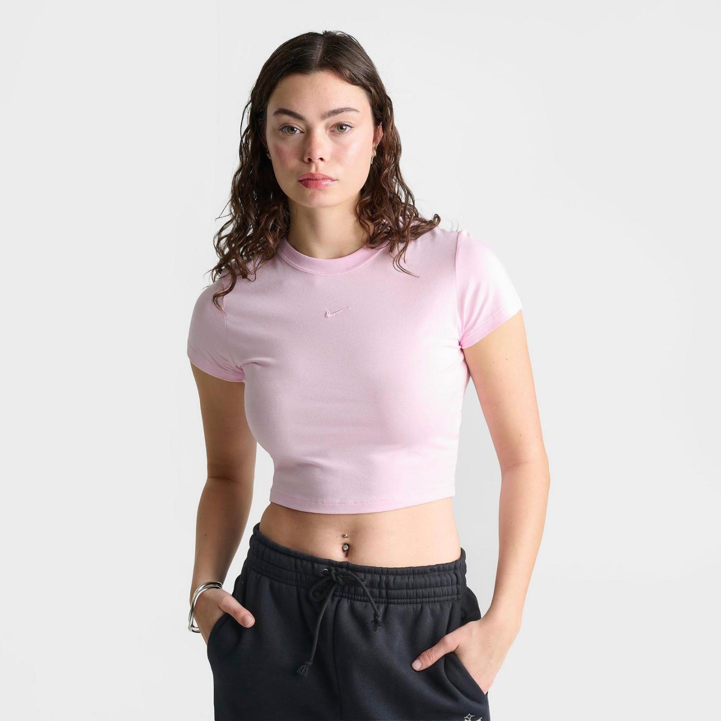 Women's Nike Sportswear Chill Knit Cropped T-Shirt - Pink Foam