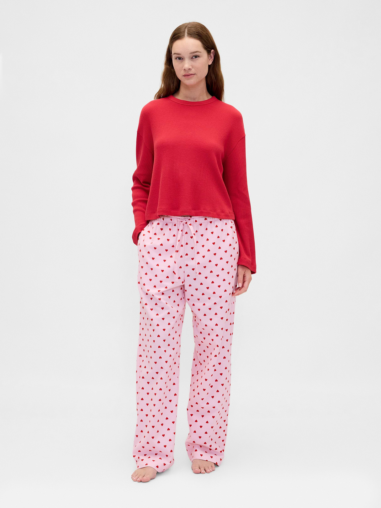 Adult Softest Flannel PJ Pants - Pink hearts