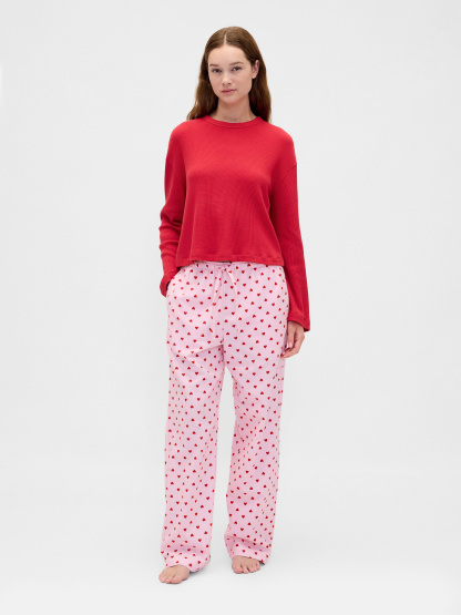 Adult Softest Flannel PJ Pants - Pink hearts