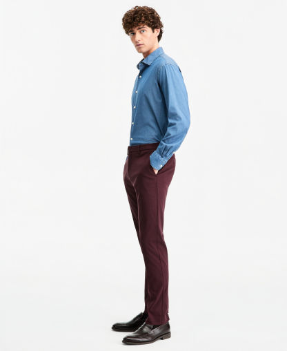Tommy Hilfiger Men's Modern-Fit Stretch Dress Fall Pants - Burgundy