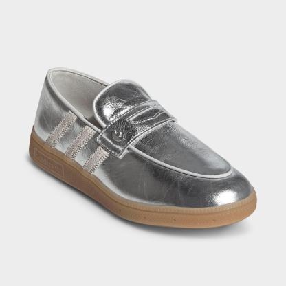 Women's adidas Originals Handball Spezial Loafer Casual Shoes - Part 1 - Silver Metallic/Off White/Grey One - Both shoes facing left